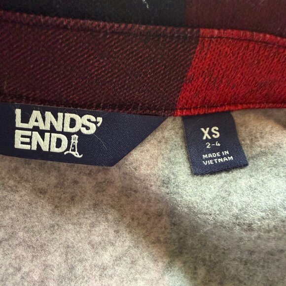 Lands' End red and black buffalo plaid snap front jacket XS 2-4 - Picture 9 of 10